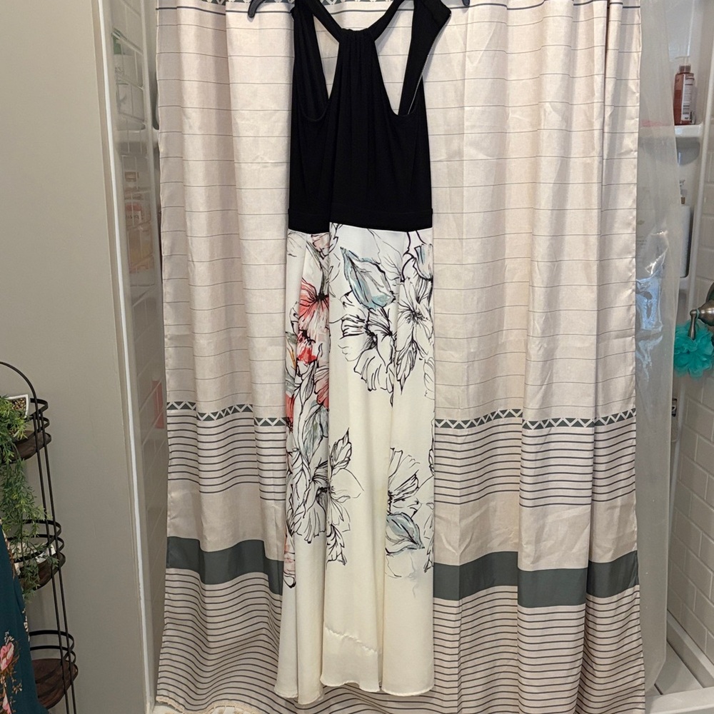 Floral Maxi Dress with Black Top